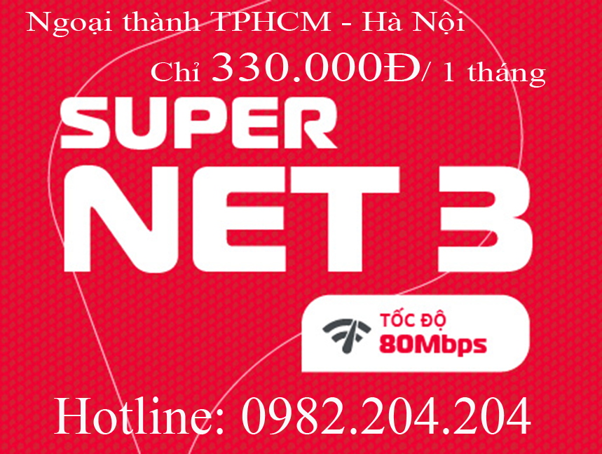Gói cước Supernet 3 Viettel ngoại thành TPHCM Hà Nội