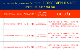 Chương trình đóng cước trước internet wifi Viettel tại Long Biên