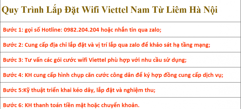 Quy Trình Lắp Đặt Wifi Viettel Nam Từ Liêm Hà Nội