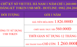 Chữ ký số Viettel Hà Nam 1 năm chỉ 1260000