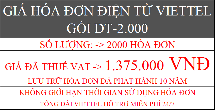 Giá hóa đơn điện tử Viettel gói DT-2000