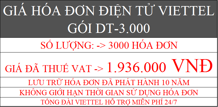 Giá hóa đơn điện tử Viettel gói DT-3000