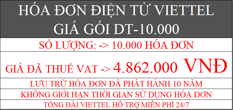 Hóa đơn điện tử Viettel giá gói DT-10000